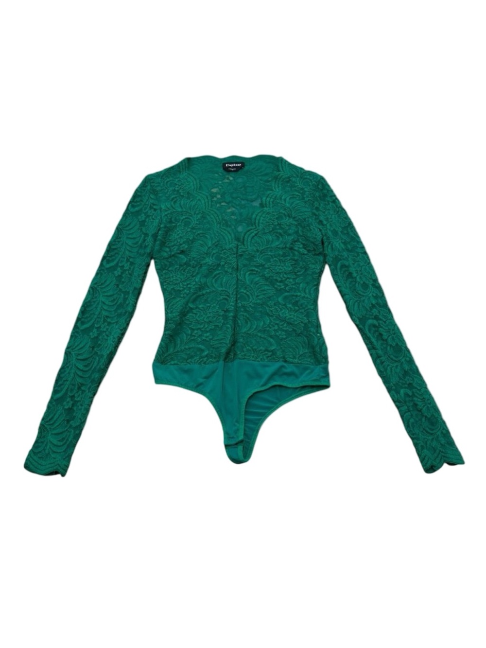 Vintage Y2K bebe Green Lace Mesh Bodysuit – Long Sleeve